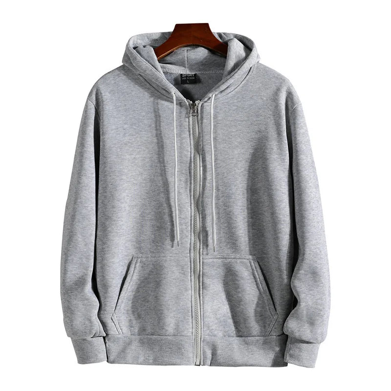 Hoodie zipper negro vista trasera hombre streetwear urbano