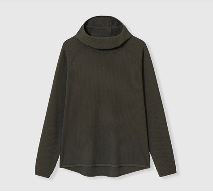 Sudadera oversized waffle negro vista trasera Hilos & Co México