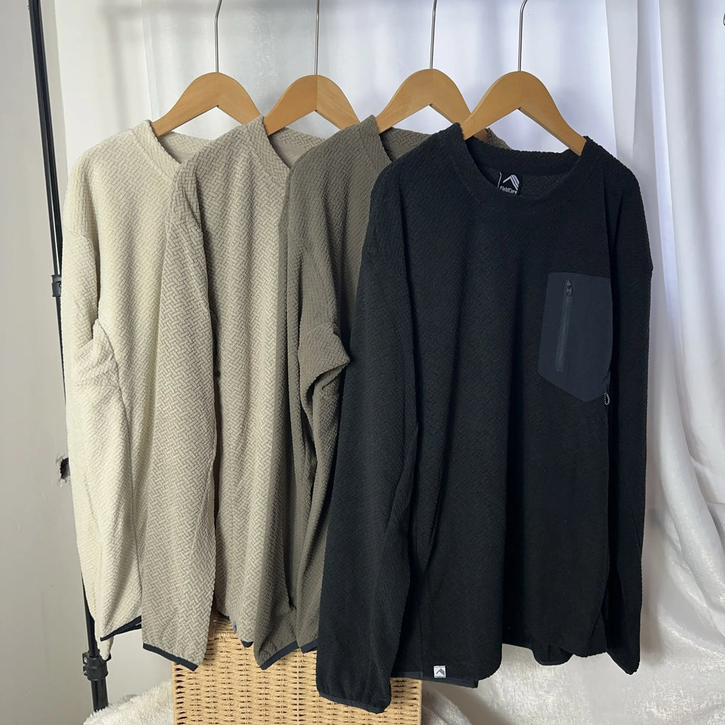 Sudadera casual beige sin zipper cuello redondo unisex Hilos & Co
