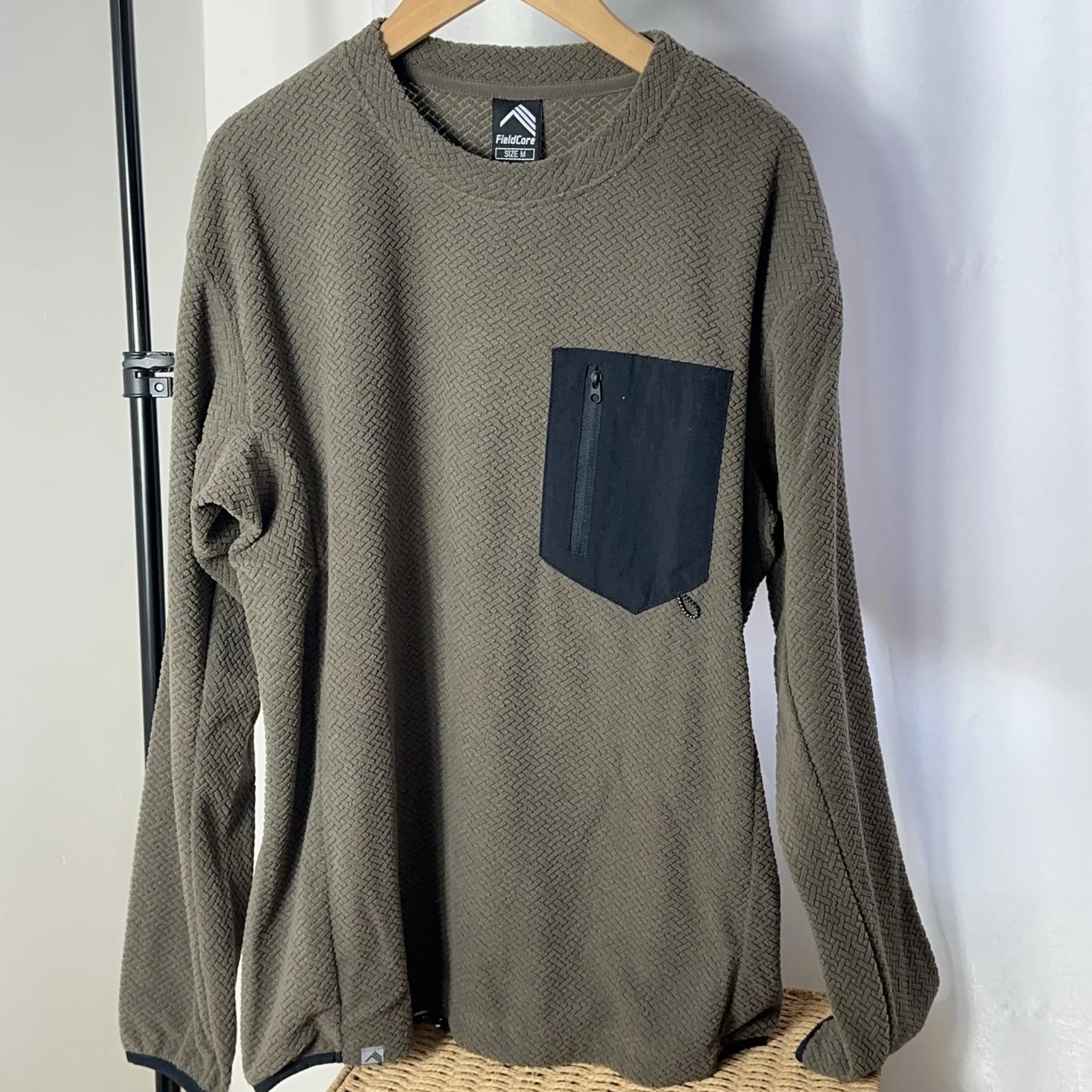 Sudadera con zipper beige hombre loose fit invierno México